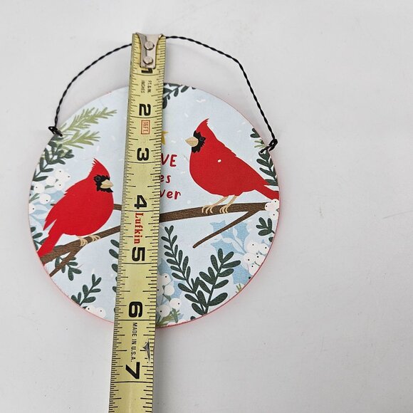 Cardinal Bird Hanger Wooden Home Decor Ornament Circle 5" Love Gift Memory - Picture 9 of 10